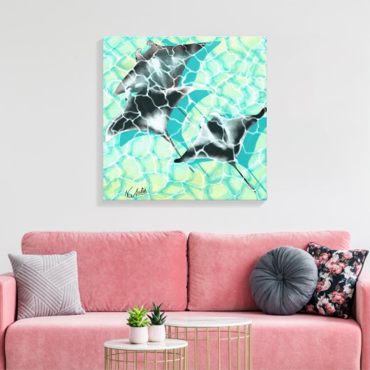 GB Print on canvas Manta Rays キャンバスプリント (インサイチュ (リビング))