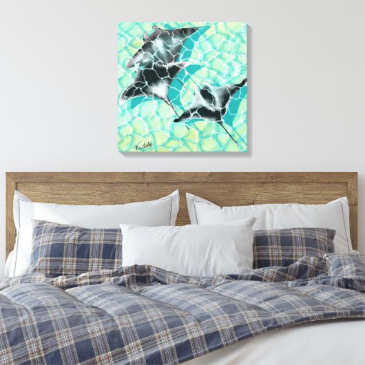 GB Print on canvas Manta Rays キャンバスプリント (インサイチュ (寝室))