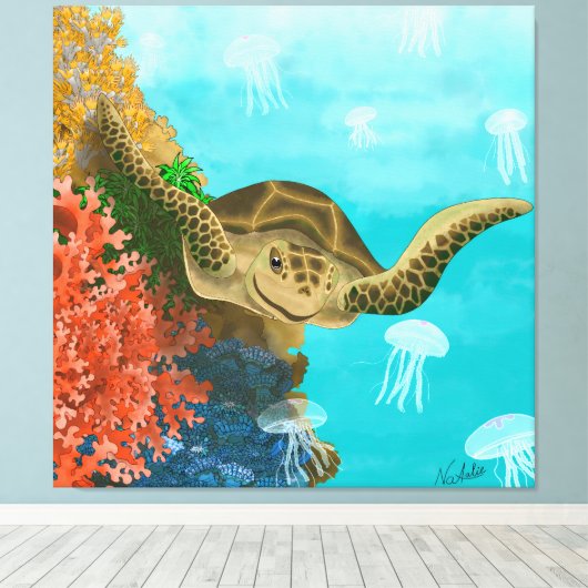 GB Print on canvas turtle キャンバスプリント (インサイチュ (ウッドフロア))