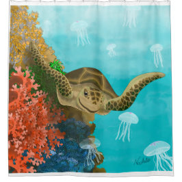 GB Shower Curtain Turtle シャワーカーテン