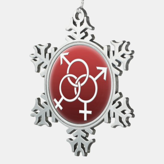 GBLTプライドオーナメントパーソナライズされたゲイラブギフト スノーフレークピューターオーナメント (右)