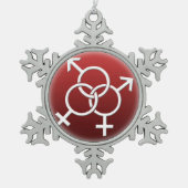 GBLTプライドオーナメントパーソナライズされたゲイラブギフト スノーフレークピューターオーナメント (正面)