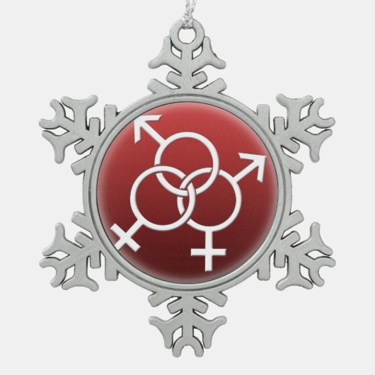 GBLTプライドオーナメントパーソナライズされたゲイラブギフト スノーフレークピューターオーナメント (正面)