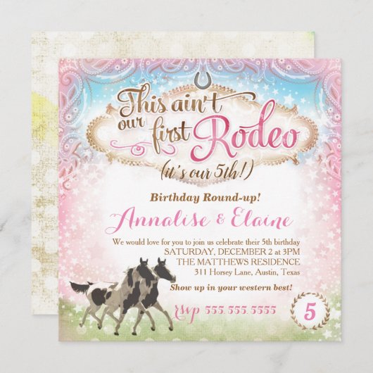 GCこれは我々の最初のロデオの双子ではない 招待状 (正面/裏面)