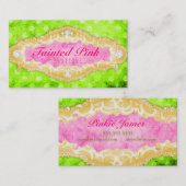GCによって感染するライムのピンク及び金ゴールドの水玉模様 名刺 (正面/裏面)