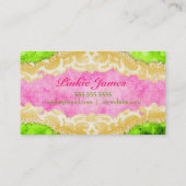 GCによって感染するライムのピンク及び金ゴールドの水玉模様 名刺 (裏面)