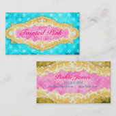 GCによって感染する水のピンク及び金ゴールドの水玉模様 名刺 (正面/裏面)