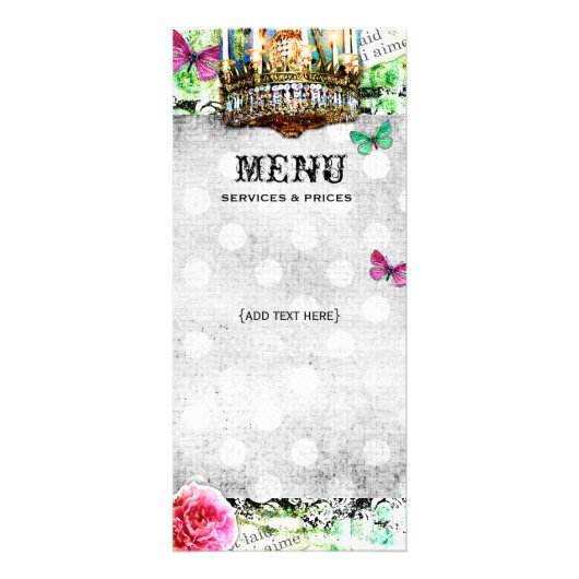 GCのぼろぼろのヴィンテージのチャームの黒のダマスク織の棚カード ラックカード (裏面)