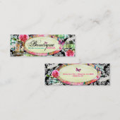 GCのぼろぼろのヴィンテージのチャームの黒のダマスク織 スキニー名刺 (正面/裏面)