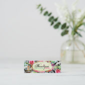 GCのぼろぼろのヴィンテージのチャームの黒のダマスク織 スキニー名刺 (スタンド正面)