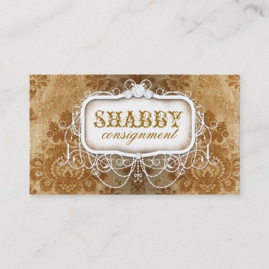 GCのぼろぼろのヴィンテージの金ゴールドのダマスク織 名刺 (正面)