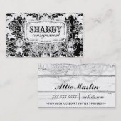 GCのぼろぼろのヴィンテージの黒く及び白いダマスク織 名刺 (正面/裏面)