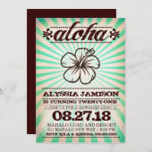 GCのアロハ日没の水の海藻誕生日 招待状 (正面/裏面)