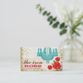 GCのクリーム色のヴィンテージのばら色の点 名刺 (スタンド正面)