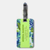 GCのハワイのフラ女の子のライムの青 ラゲッジタグ (裏面縦)