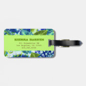 GCのハワイのフラ女の子のライムの青 ラゲッジタグ (裏面横)