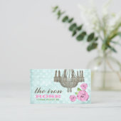 GCのパステル調ピンク及び真新しい緑のヴィンテージのばら色の点 名刺 (スタンド正面)