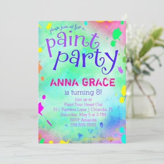 GCのペンキのパーティーの誕生日 招待状 (スタンド正面)
