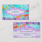 GCのモダンでカラフルなクローバーのすみれ色の名札 名刺 (正面/裏面)