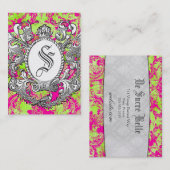 GCのヴィンテージのショッキングピンクの王冠スクロール報酬の真珠 名刺 (正面/裏面)