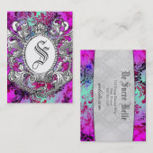 GCのヴィンテージのピンクのミントの王冠スクロール報酬の真珠 名刺 (正面/裏面)