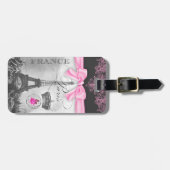 GCのヴィンテージのピンクの弓パリフランスのフランス語エッフェル ラゲッジタグ (正面横)