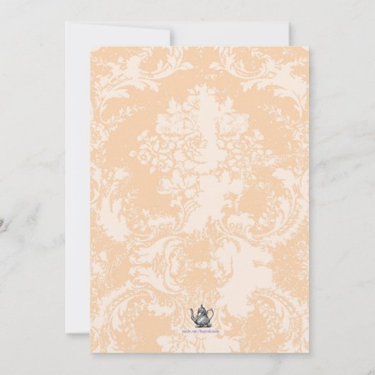 GCのヴィンテージのブライダルシャワーのお茶会メニュー 招待状 (裏面)