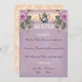 GCのヴィンテージのブライダルシャワーのお茶会メニュー 招待状 (正面/裏面)