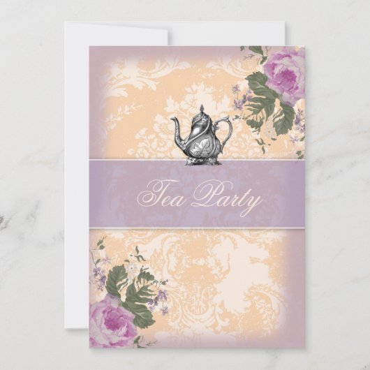 GCのヴィンテージのブライダルシャワーのお茶会 招待状 (正面)
