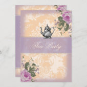 GCのヴィンテージのブライダルシャワーのお茶会 招待状 (正面/裏面)