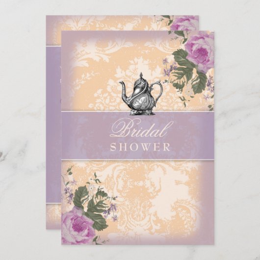 GCのヴィンテージのブライダルシャワーのお茶会 招待状 (正面/裏面)