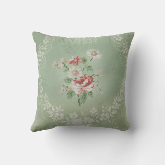 GCのヴィンテージの緑及び赤い枕 クッション (裏面)