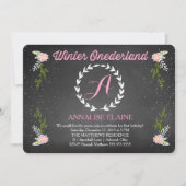 GCの女の子の冬のOnderlandのピンクの誕生日の招待状 招待状 (正面)