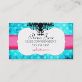 GCの女の子らしい女の子の人形のショッキングピンクのターコイズの点 名刺 (裏面)