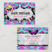 GCの月曜日Trésorのターコイズのピンク 名刺 (正面/裏面)