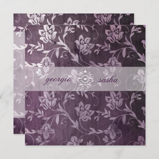 GCの熱烈な紫のフローラヴィンテージ 招待状 (正面/裏面)