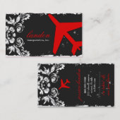 GCの航空は赤い木炭ダマスク織をはずします 名刺 (正面/裏面)