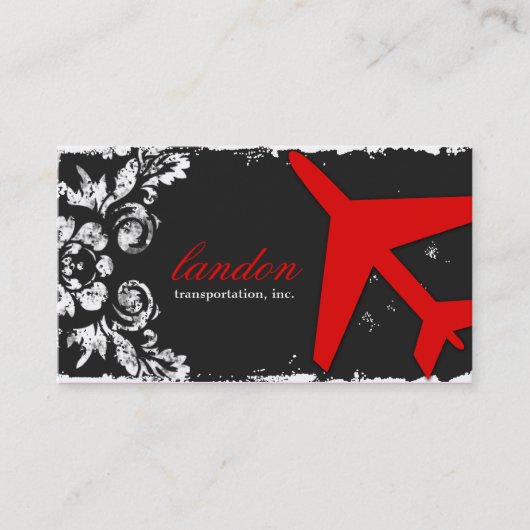 GCの航空は赤い木炭ダマスク織をはずします 名刺 (正面)