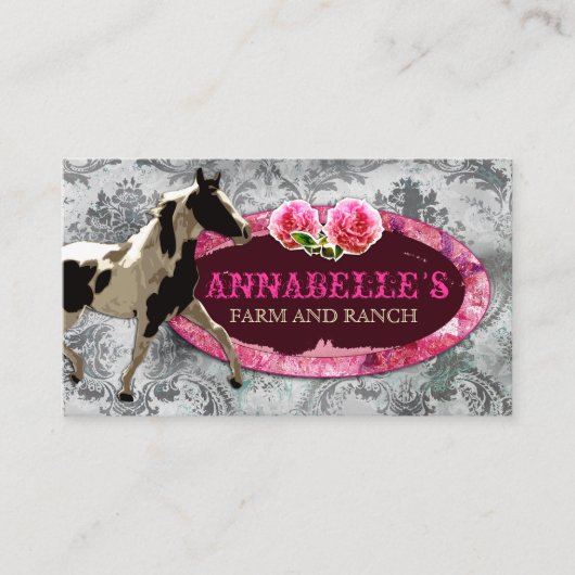 GCの"AnnaBelles"の馬牧場ヴィンテージの灰色 名刺 (正面)