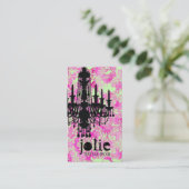 GCのJolieのシャンデリアのライムのピンクのダマスク織 名刺 (スタンド正面)