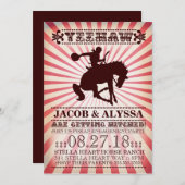 GCのYeehawのロデオの婚約パーティの赤 招待状 (正面/裏面)