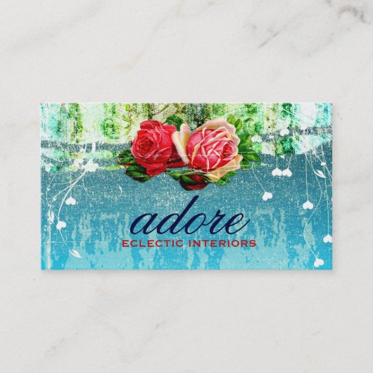 GCはバラのヴィンテージの青緑で崇拝します 名刺 (正面)