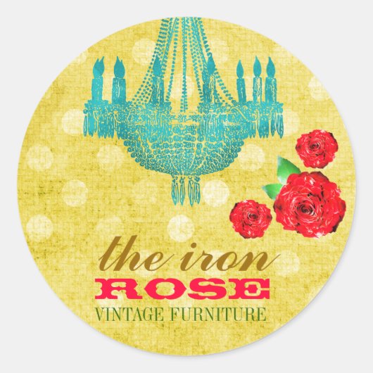 GCイエローヴィンテージバラドットビジネスカード ラウンドシール (正面)