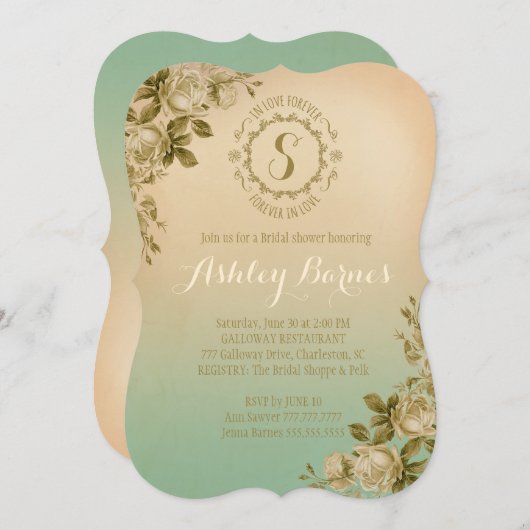 GCインラブフォーエバーラブバラティール（緑がかった色） 招待状 (正面/裏面)