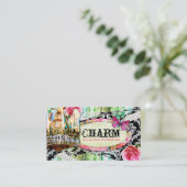 GCシャビーヴィンテージチャームブラックダマスク 名刺 (スタンド正面)