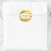 GCシャビーヴィンテージ黄色の木材ステッカー ラウンドシール (バッグ)