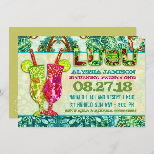 GCハワイアンカクテルアクア海藻 招待状 (正面/裏面)