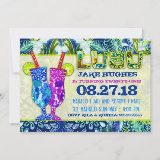 GCハワイアンカクテル ロイヤルカリビアンブルー 招待状 (正面)