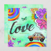 GCヒッピー絞り染め招待状ブルー 招待状 (正面/裏面)