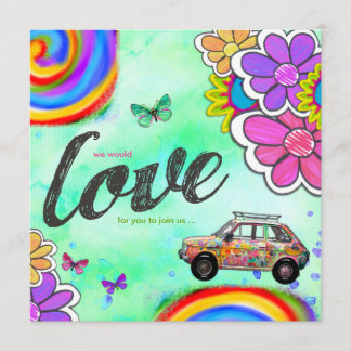 GCヒッピー絞り染め招待状ブルー 招待状